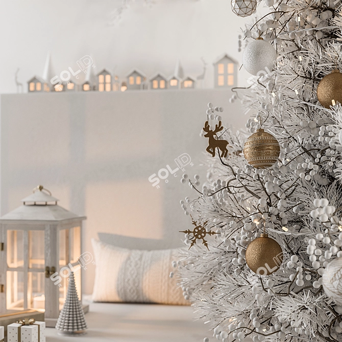 Festive Christmas Tree Decor Set 3D model image 3