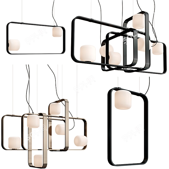 Sleek Vertical Pendant Light 3D model image 2