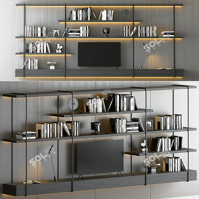 Decorative Wall Rack Set - Trio 3D model image 1