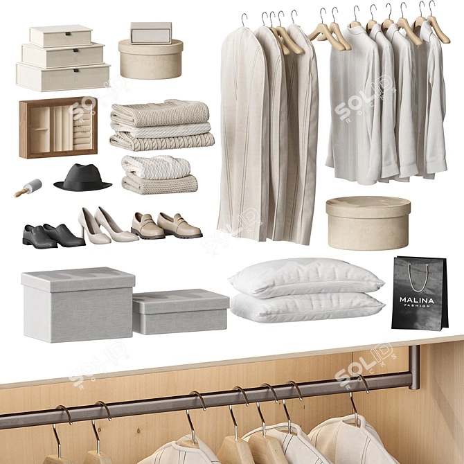 Organized Zara Home Wardrobe Storage 3D model image 8