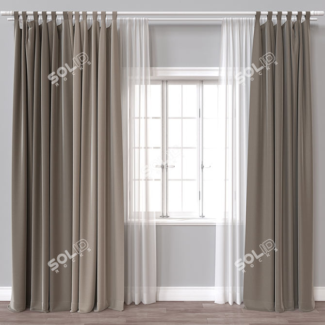 Dual Render Curtain 3D Model 3D model image 1