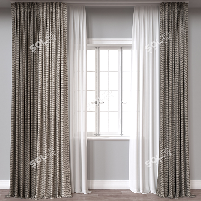 Versatile 3D Curtain Model 3D model image 1