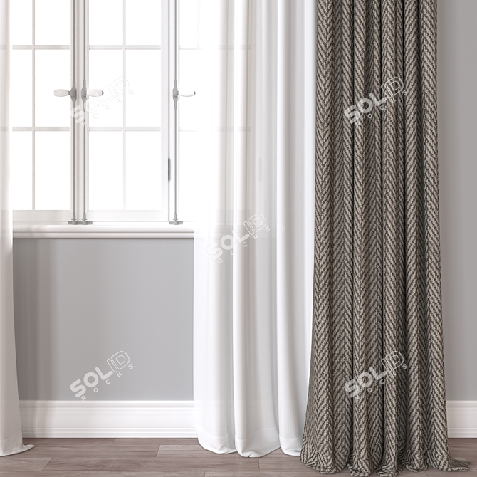 Versatile 3D Curtain Model 3D model image 2