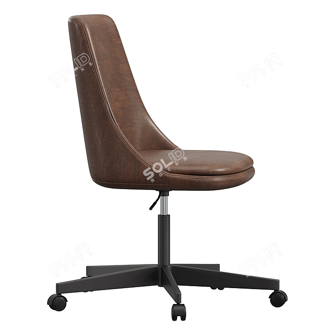 Sleek Leather Swivel Office Chair 3D model image 2