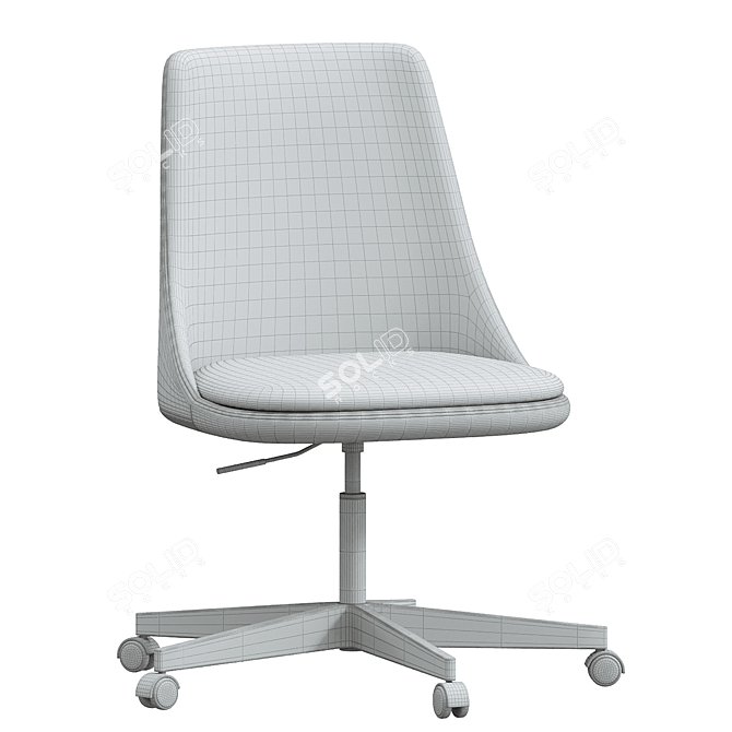 Sleek Leather Swivel Office Chair 3D model image 4