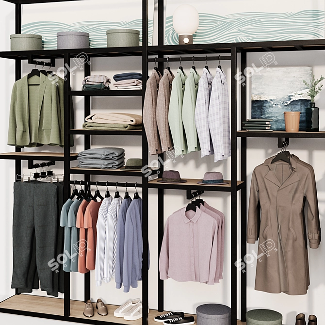 Wall-Mounted Wardrobe System Display 3D model image 2