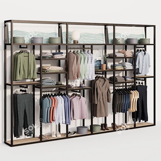 Wall-Mounted Wardrobe System Display 3D model image 4