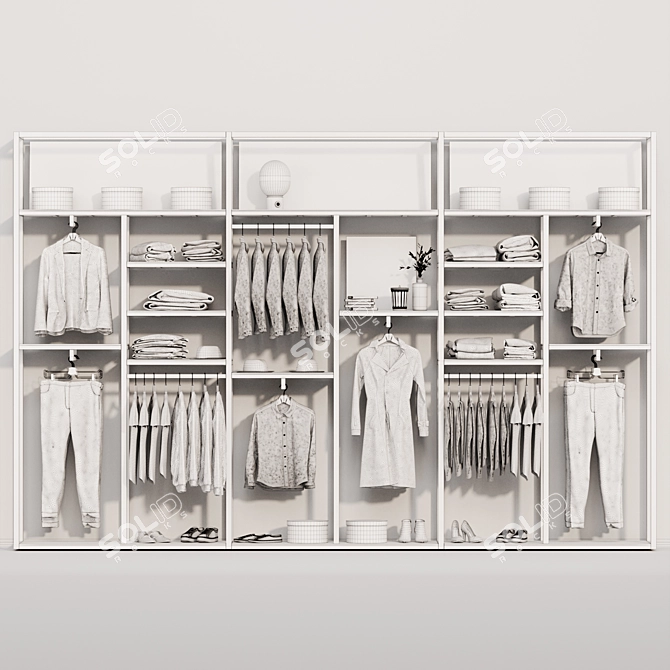 Wall-Mounted Wardrobe System Display 3D model image 5