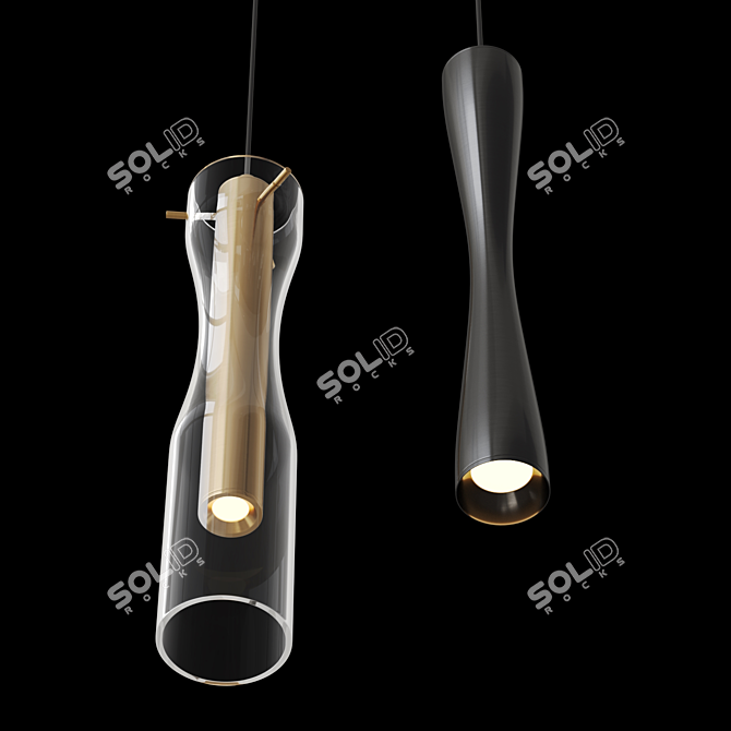 Sculpted Brass LED Pendant Light 3D model image 3