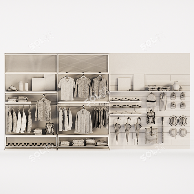 Clothing Store Wardrobe Rack 3D model image 5