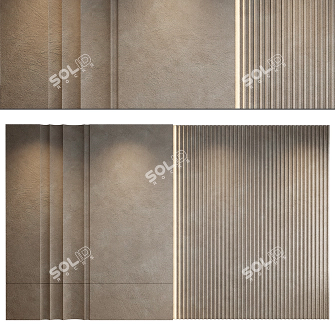 Modern Gypsum Wall Panel Set 3D model image 1