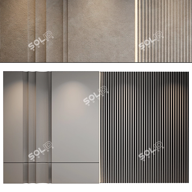 Modern Gypsum Wall Panel Set 3D model image 2