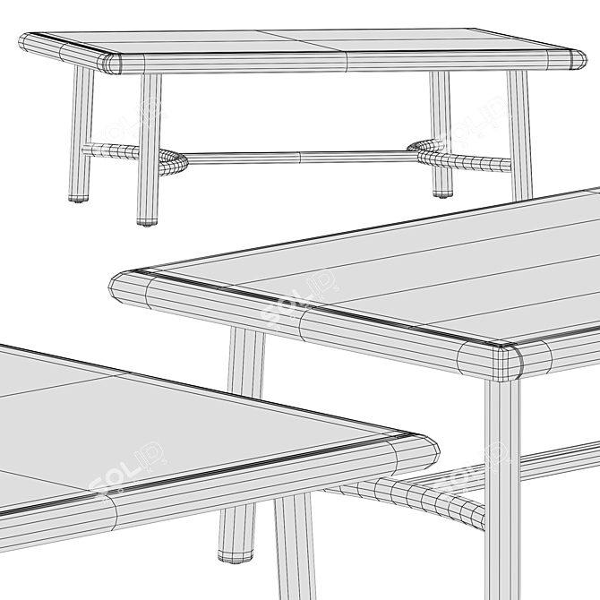 Elegant Ukiyo Low Table by Tribu 3D model image 4