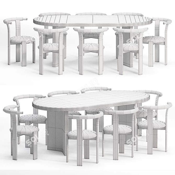 Elegant Zita Chairs & Rosaline Table 3D model image 4