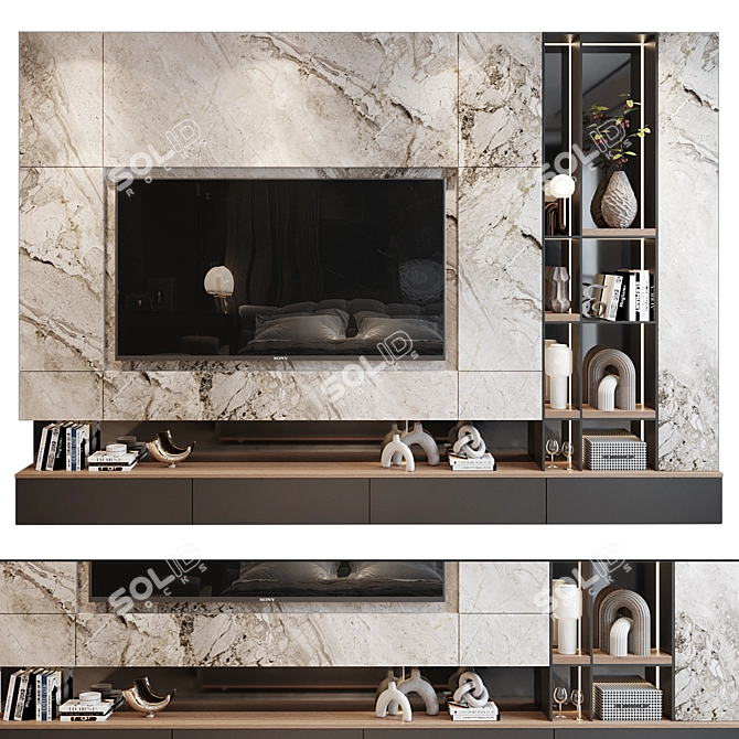 Modern TV Wall Shelf Organizer 3D model image 1