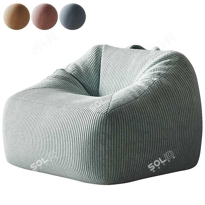 Velvet Lounge Chair for Kids 3D model image 1