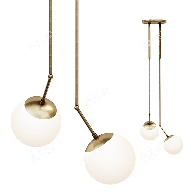 Sleek Brass Pendant Light 3D model image 1