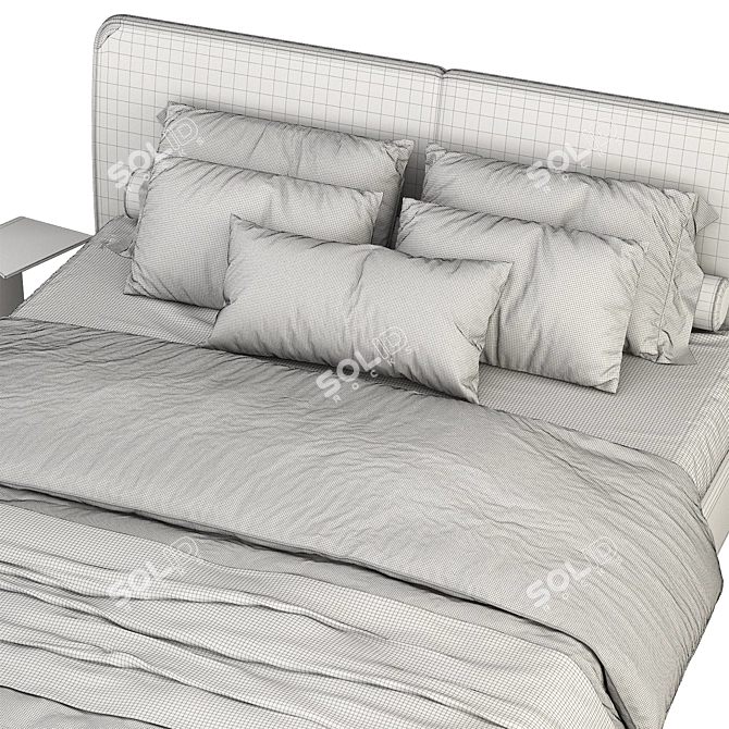 Luxury Olive Green Bed 3D 3D model image 4