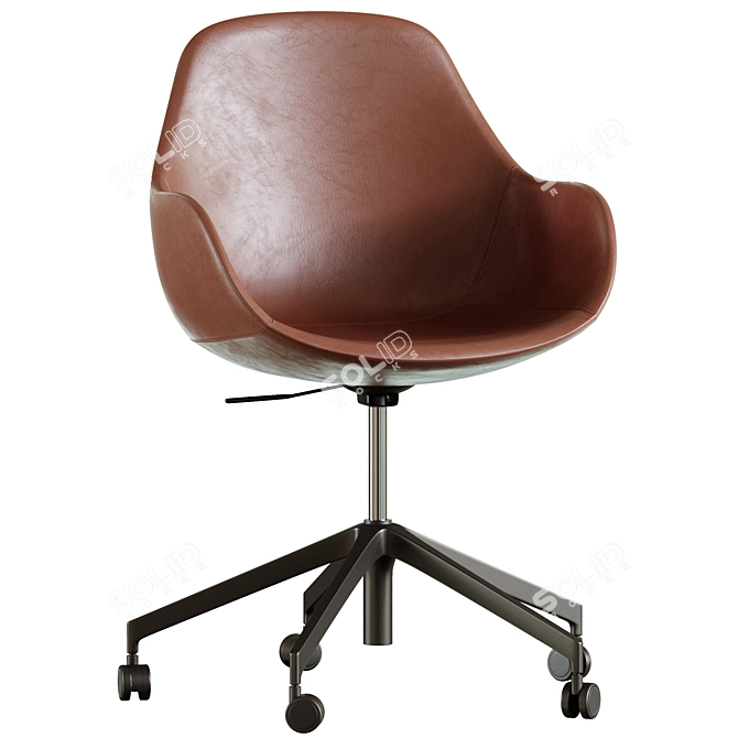 Brown Faux Leather Desk Chair 3D model image 4