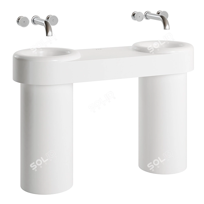 Vitra Liquid Double Basin Set 3D model image 1