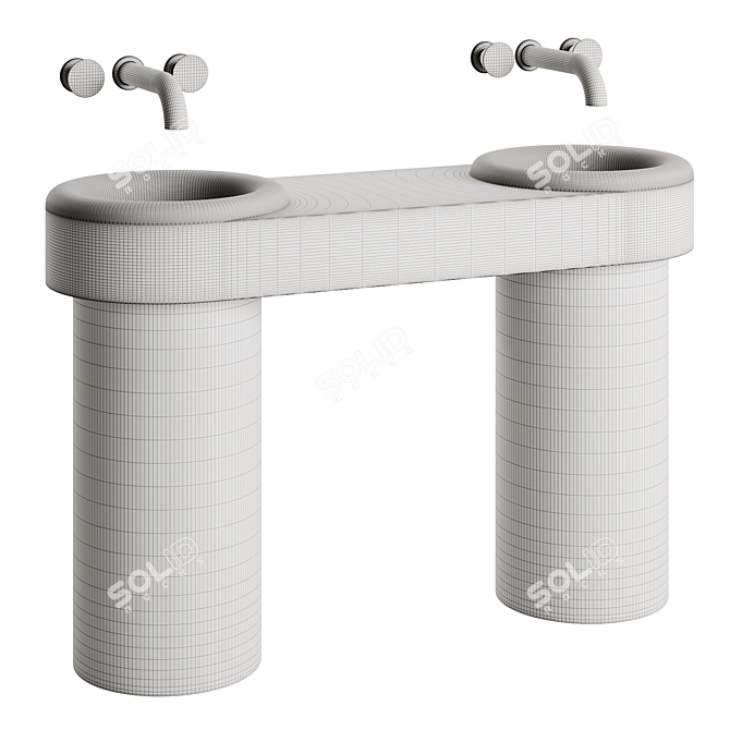 Vitra Liquid Double Basin Set 3D model image 3