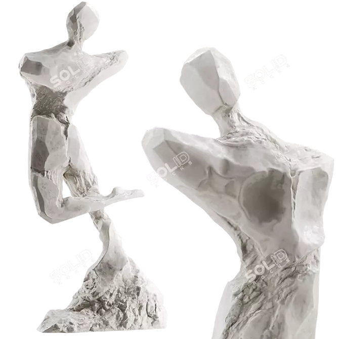 Stone Abstract Human Sculpture 3D model image 2