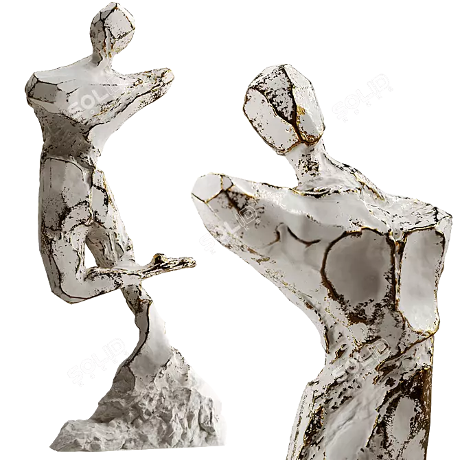 Stone Abstract Human Sculpture 3D model image 4