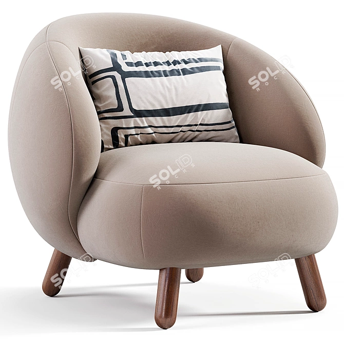 Plush Teddy Lounge Chair Furnishings 3D model image 3