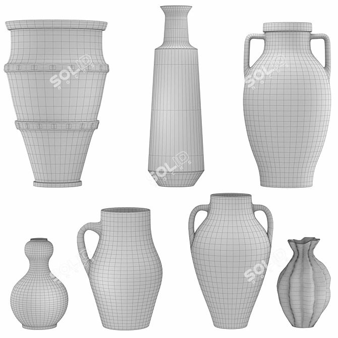 Variety Heights Vases Set 3D model image 4