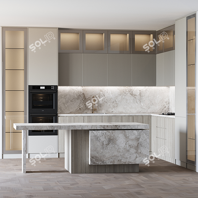 Modern Kitchen Design 3D Model 3D model image 1