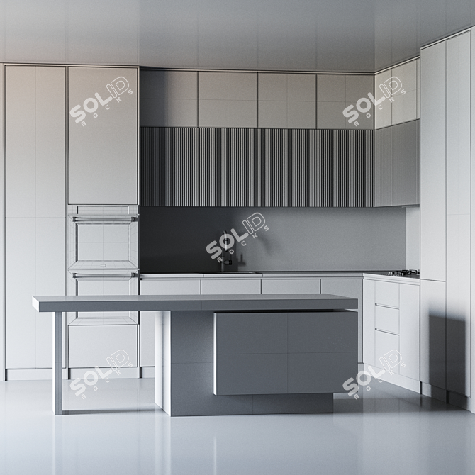 Modern Kitchen Design 3D Model 3D model image 3