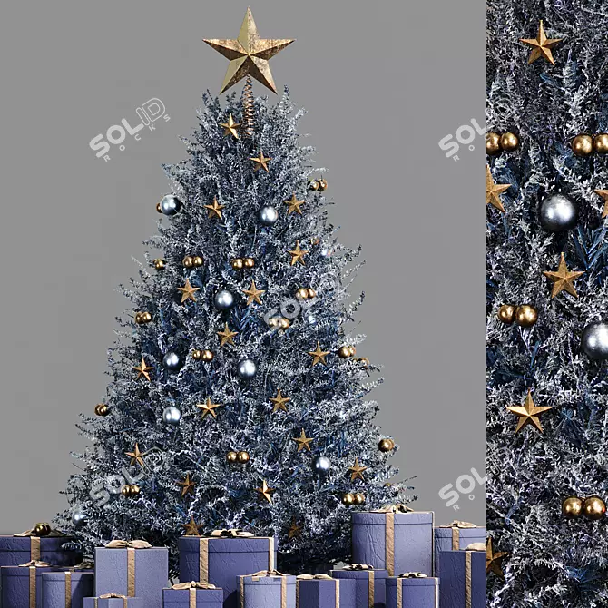 Festive Christmas Tree with Decorations 3D model image 1