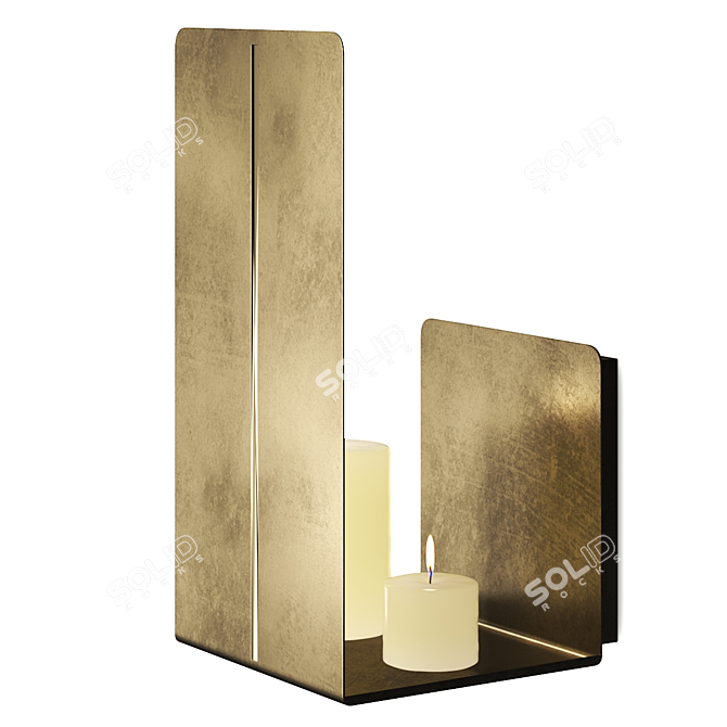 Brass Wall Mounted Candle Holder 3D model image 1