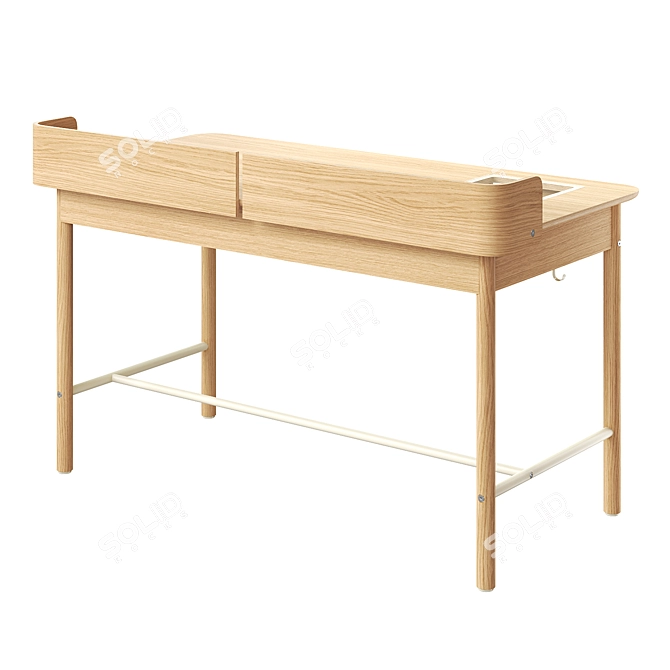 Modern Oak Desk Model Set 3D model image 3