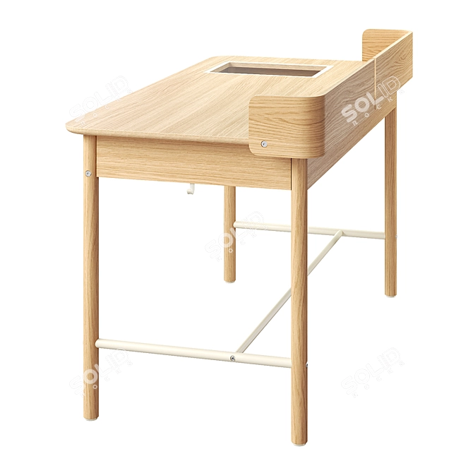 Modern Oak Desk Model Set 3D model image 4