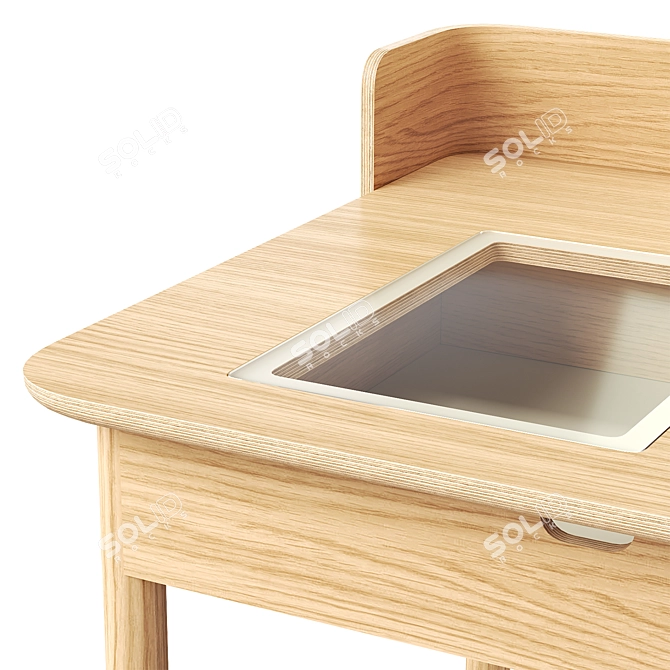 Modern Oak Desk Model Set 3D model image 5