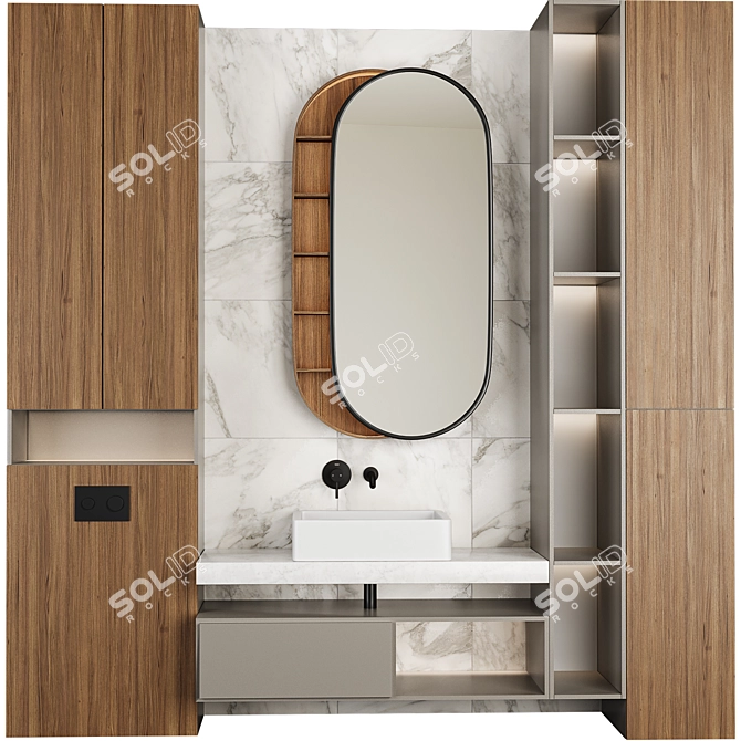 Modern Bathroom Furniture Set: 3DS Max & Obj 3D model image 1