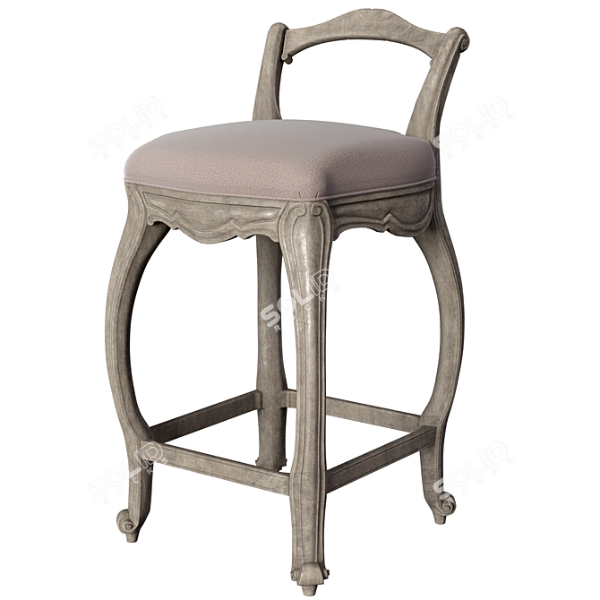 Luxurious Oak Astor Barstool 3D model image 1