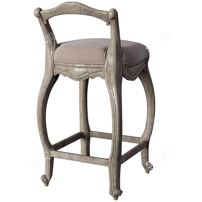 Luxurious Oak Astor Barstool 3D model image 4