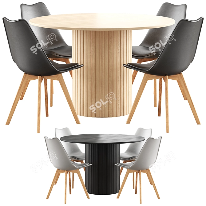 Hill Kitchen Table & Fran Chairs 3D model image 1