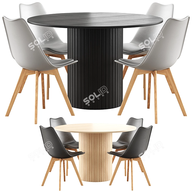 Hill Kitchen Table & Fran Chairs 3D model image 2