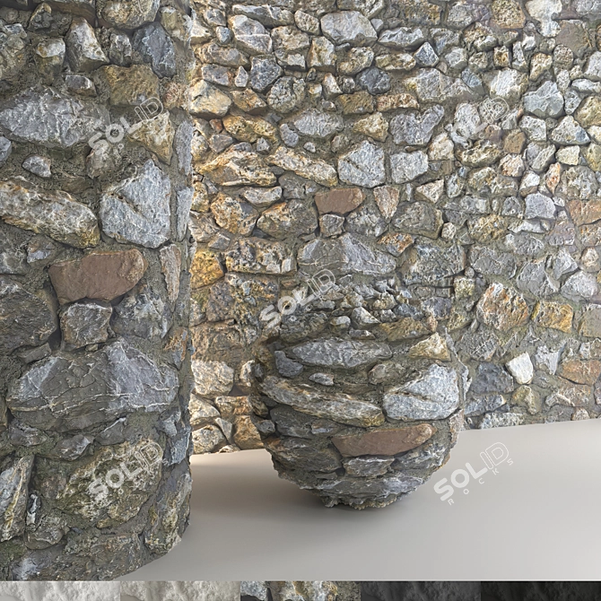 High-Quality Stone Wall Assets 3D model image 8