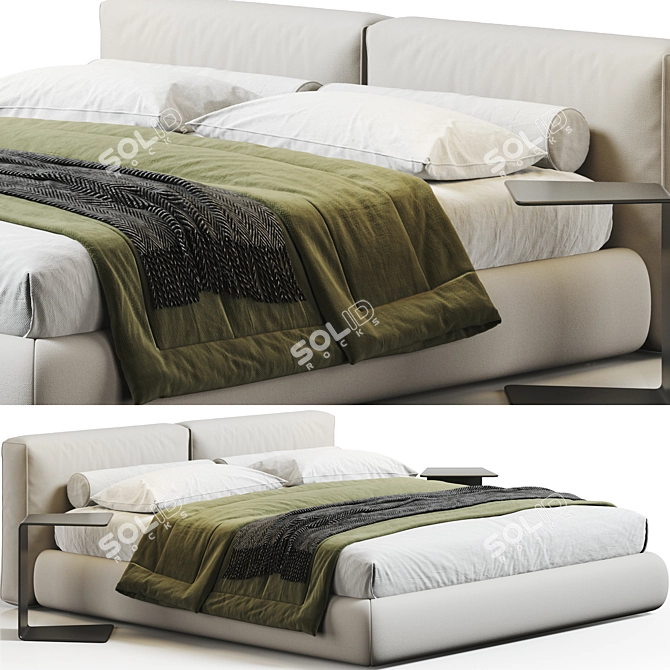 Modern Boucle Bed for Bedroom 3D model image 1