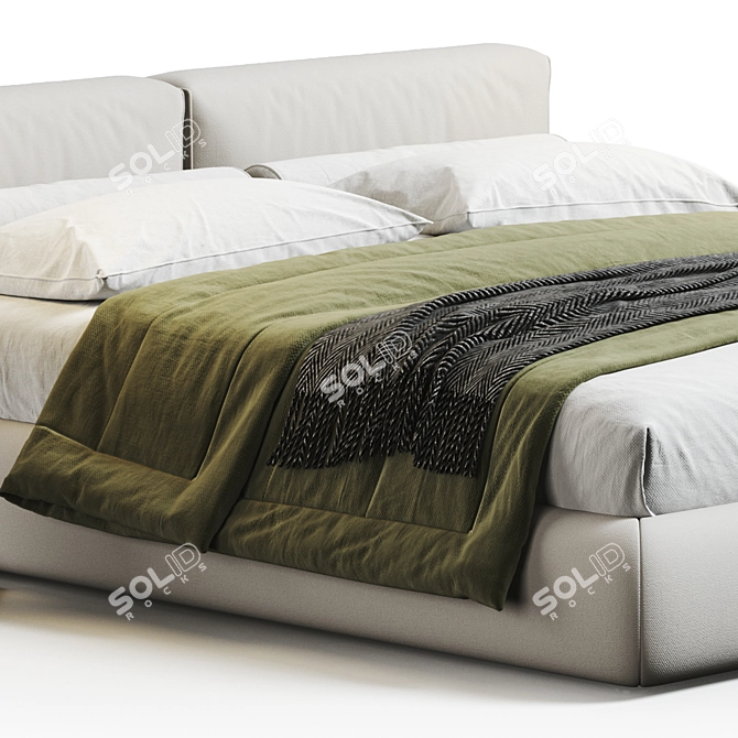 Modern Boucle Bed for Bedroom 3D model image 2