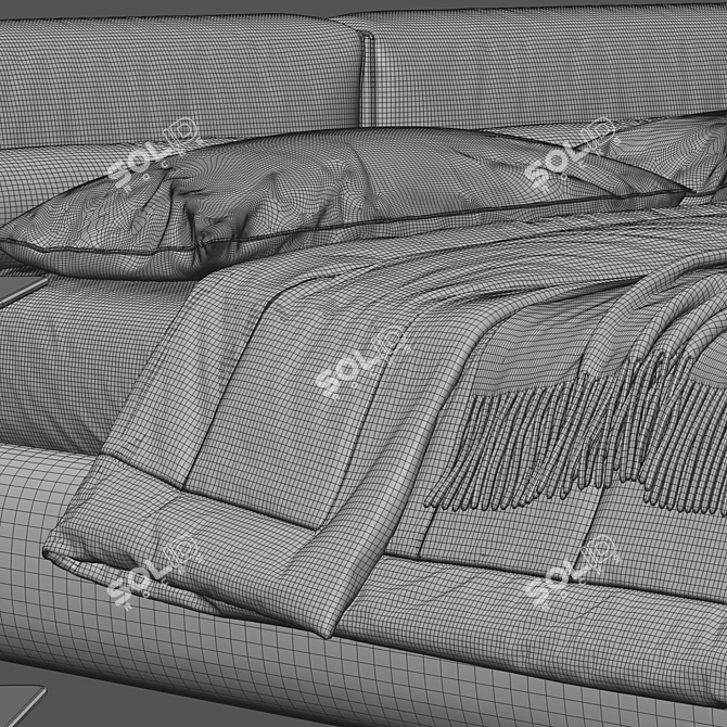 Modern Boucle Bed for Bedroom 3D model image 3