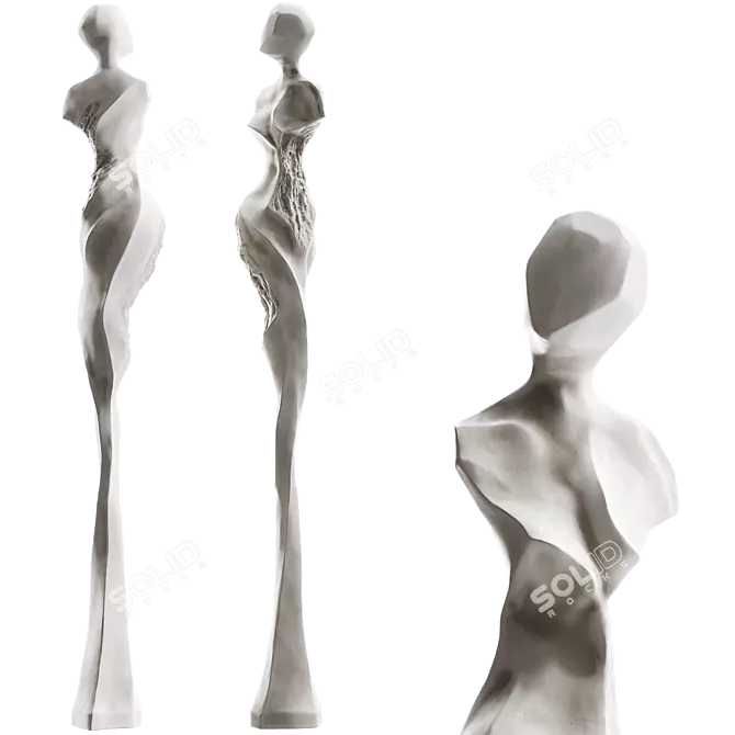 Modern Stone Human Sculpture 3D model image 2