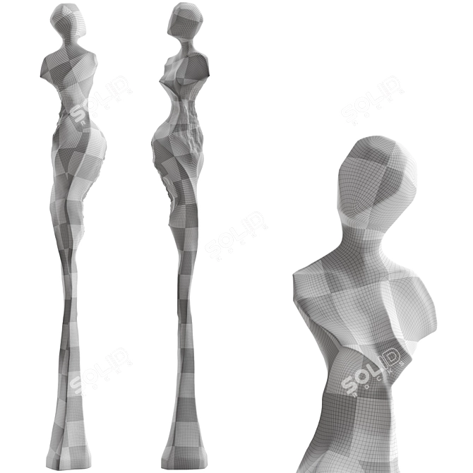 Modern Stone Human Sculpture 3D model image 5