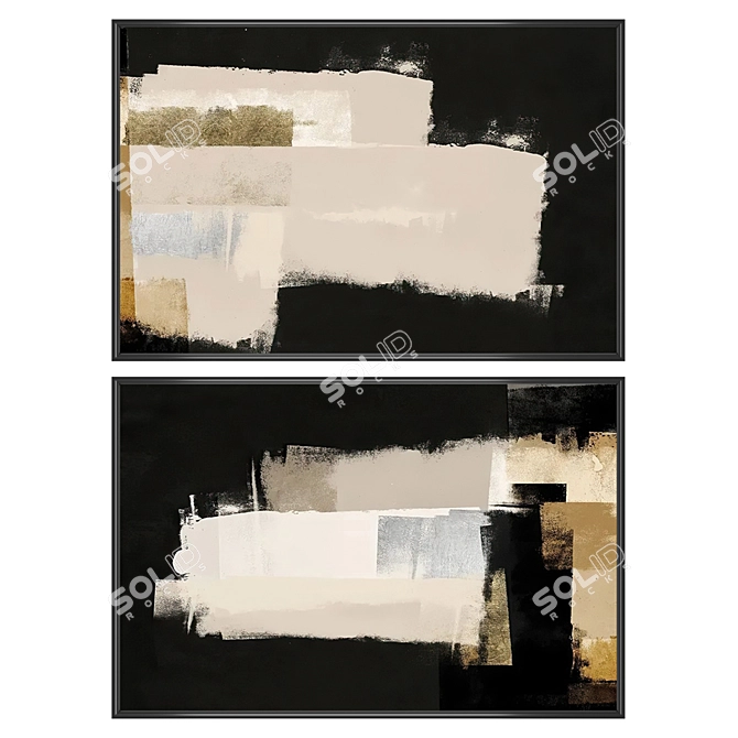 Gallery Art Set with Frames 3D model image 1