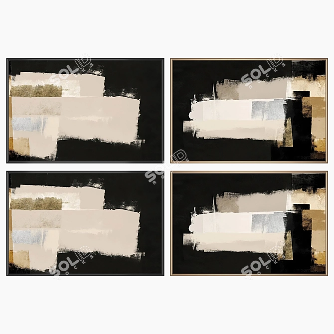 Gallery Art Set with Frames 3D model image 2