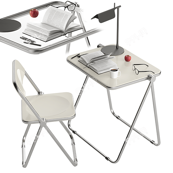 Adjustable Folding Desk Set 3D model image 1